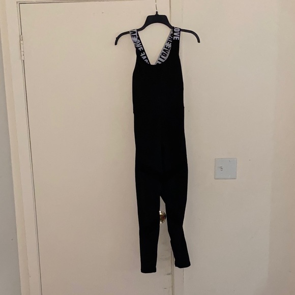SHEIN Pants - Black Sleeveless Jumpsuit with Logo Straps